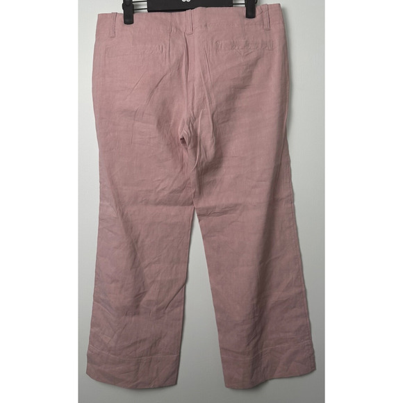 Theory Pink Linen Blend Cropped Pants Sz 8 Career Casual Pockets Lagenlook C18 - Picture 3 of 7